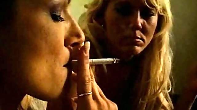 Two girls are smoking and looking sex