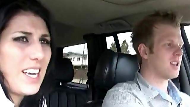 Couple in the car films their chatty fun