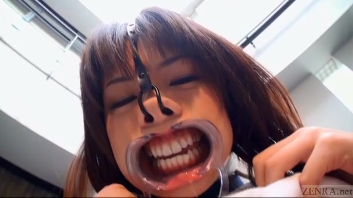 720px x 404px - Subtitled weird Japanese face destruction shaved schoolgirl ...
